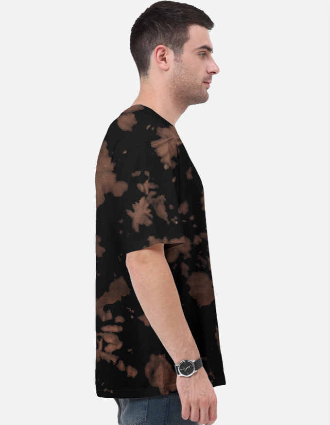 Unisex Tie Dye Oversized T-Shirt (Brown & Black)