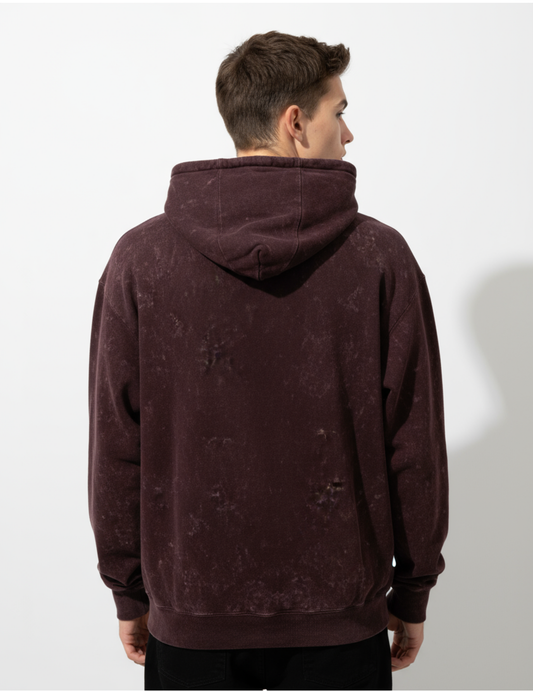 Men's Acid Washed Hoodie Maroon
