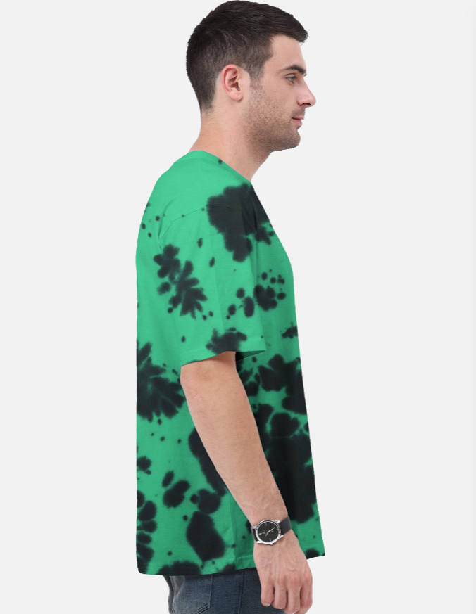 Unisex Tie Dye Oversized T-Shirt (Green & Black)