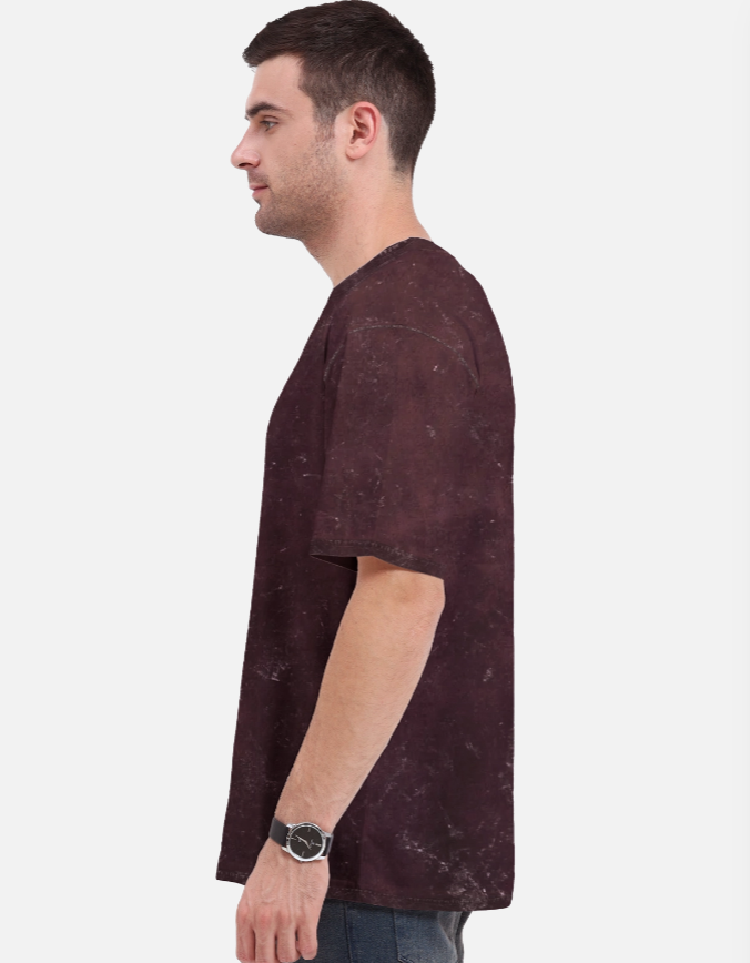 Unisex Acid Washed Oversized Tee (Maroon)