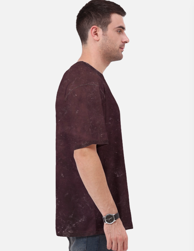 Unisex Acid Washed Oversized Tee (Maroon)