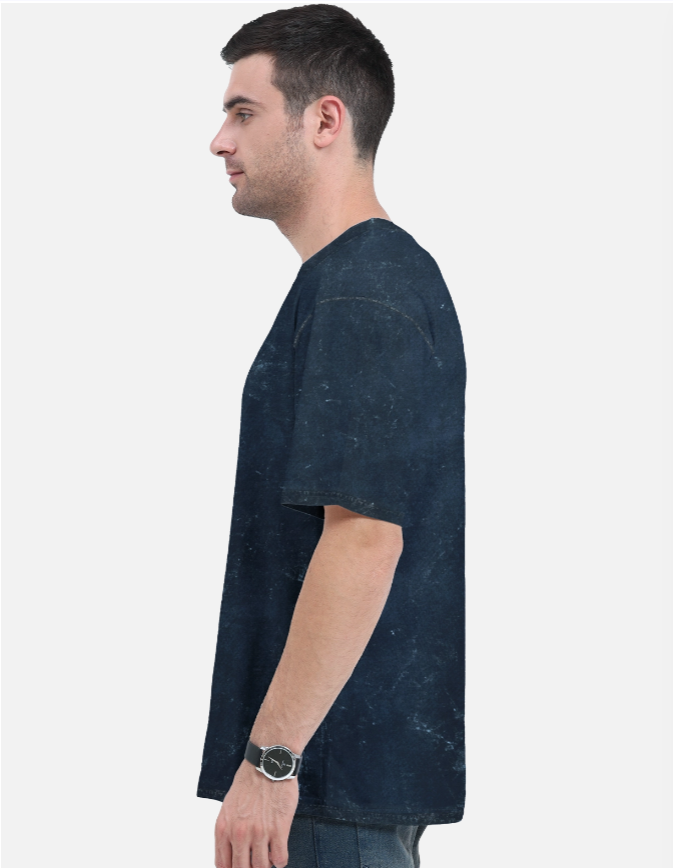 Unisex Acid Washed Oversized Tee (Navy Blue)