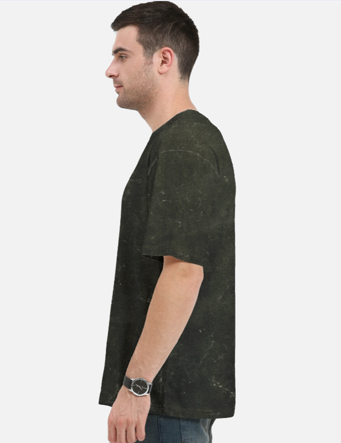 Unisex Acid Washed Oversized Tee (Olive Green)