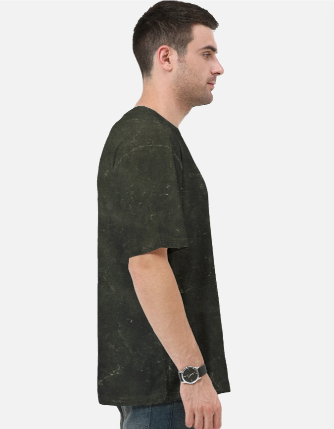 Men's Acid Washed Oversized Tee Olive Green
