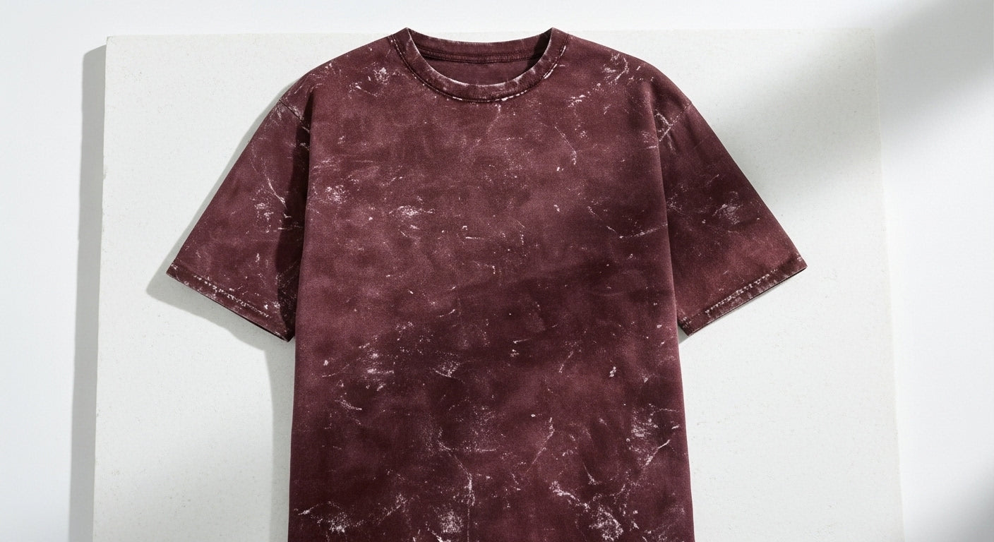 Maroon tie-dye t-shirt on a white background