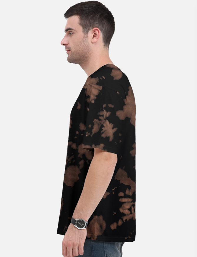 Unisex Tie Dye Oversized T-Shirt (Brown & Black)