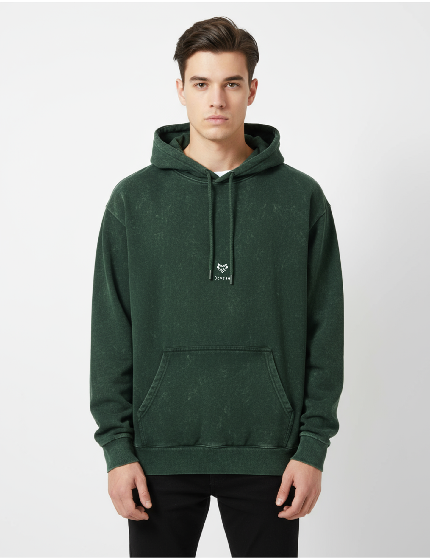 Men's Acid Washed Hoodie Bottle Green