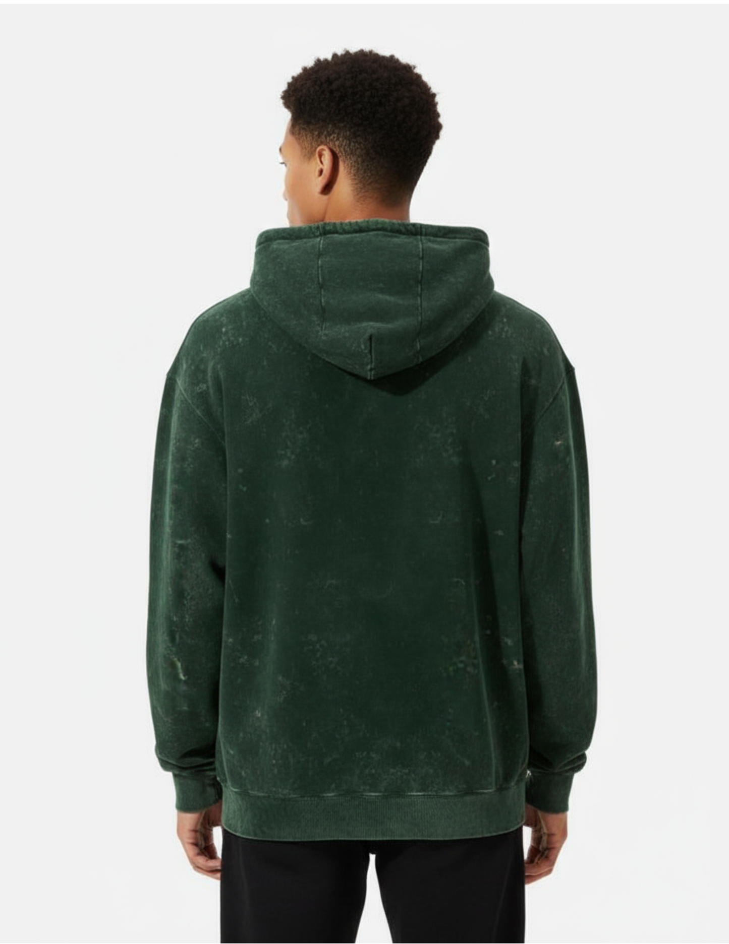 Men's Acid Washed Hoodie Bottle Green