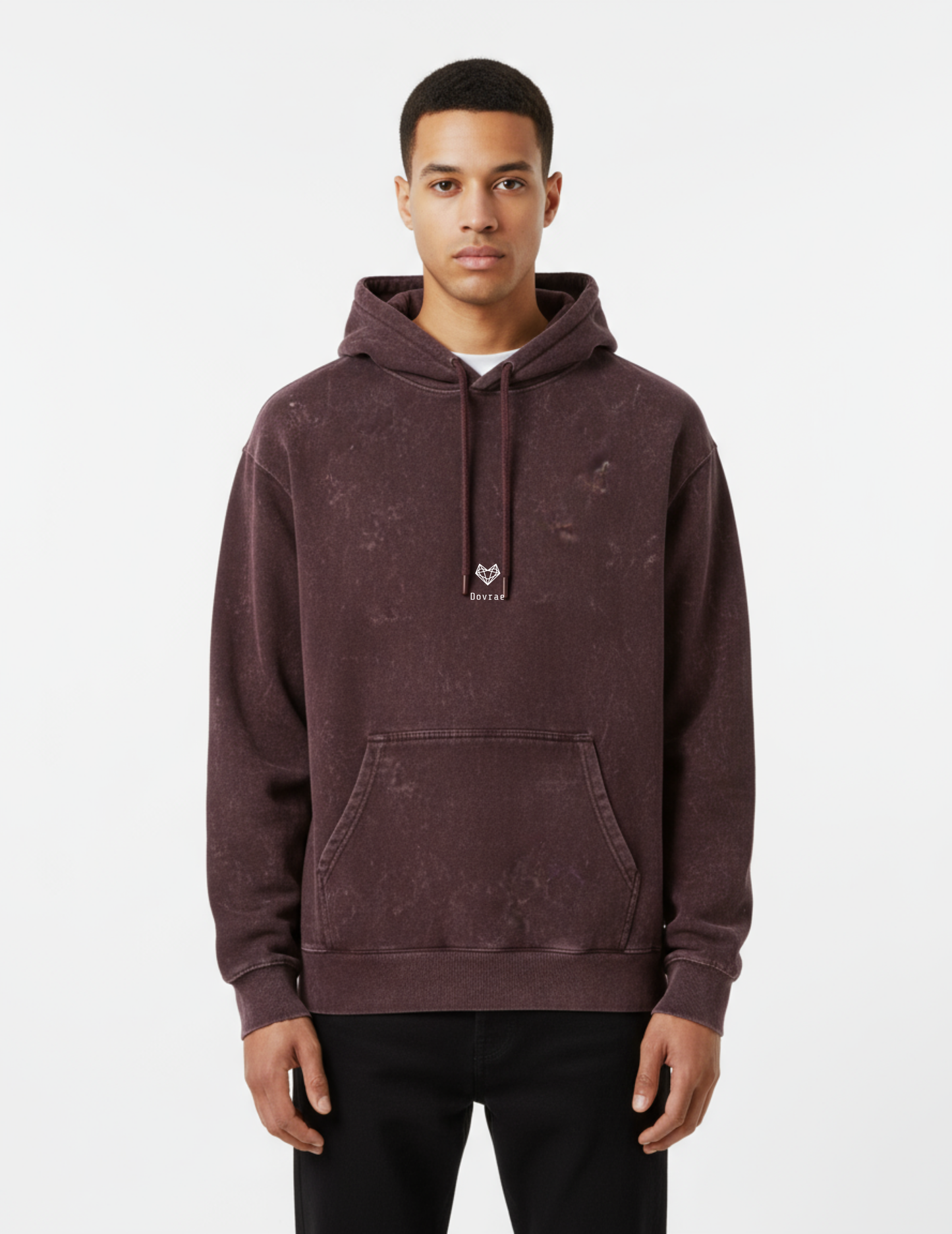Men's Acid Washed Hoodie Maroon