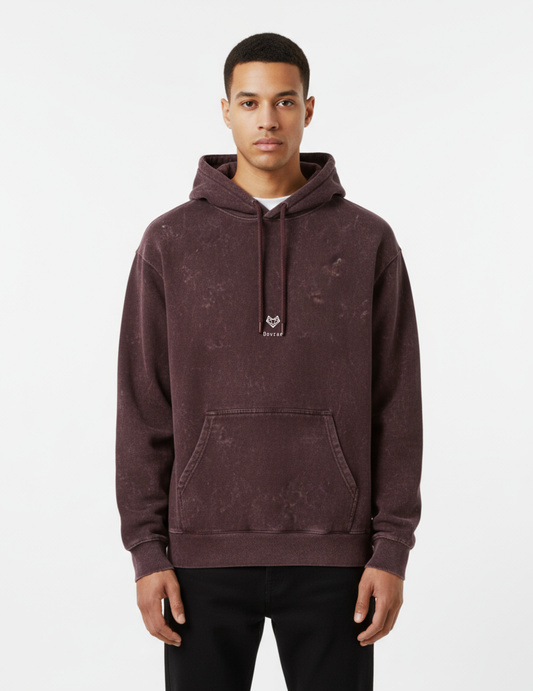Men's Acid Washed Hoodie Maroon
