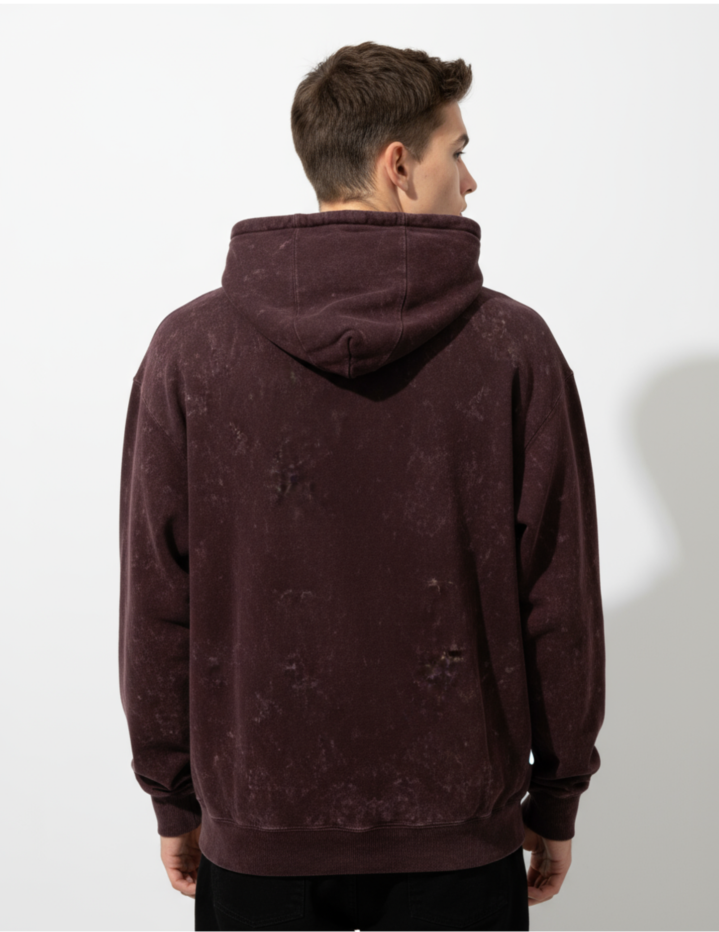 Men's Acid Washed Hoodie Maroon