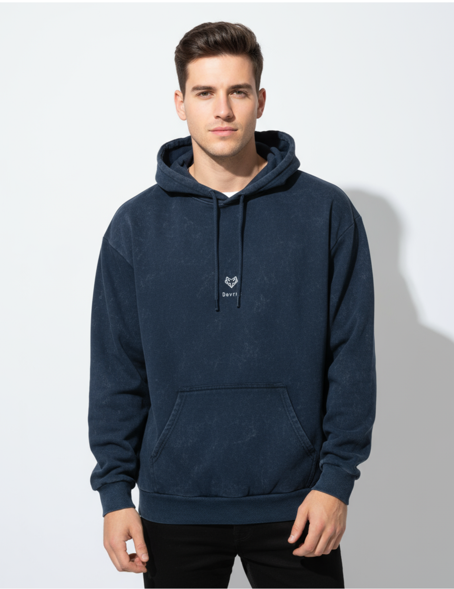 Men's Acid Washed Hoodie Navy Blue