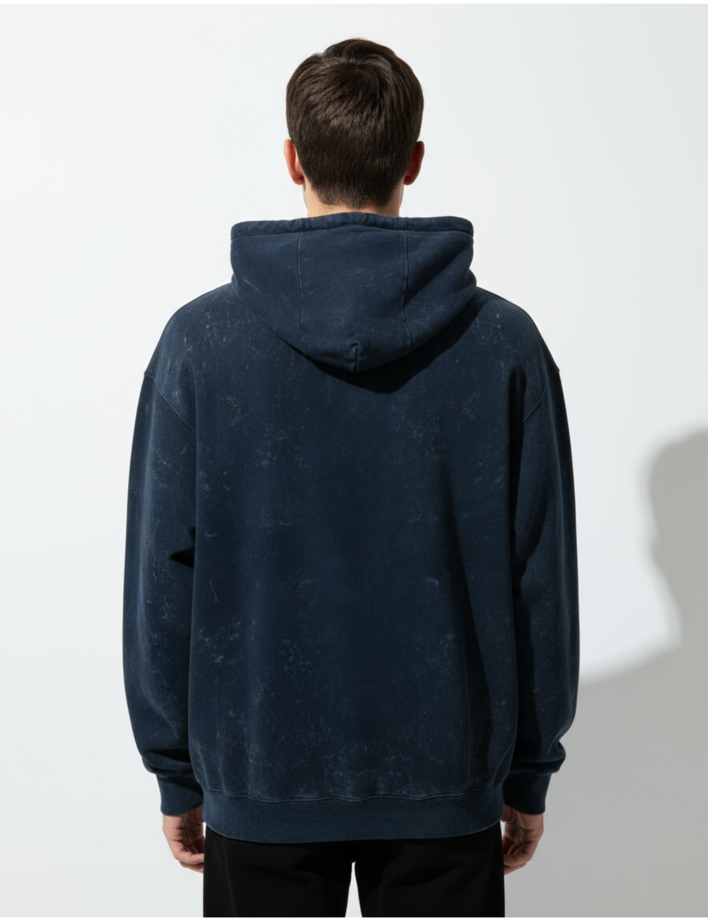 Men's Acid Washed Hoodie Navy Blue