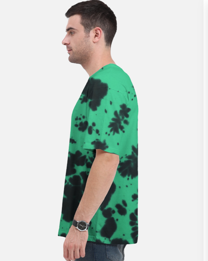 Unisex Tie Dye Oversized T-Shirt (Green & Black)