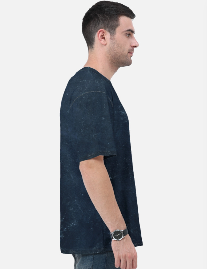 Unisex Acid Washed Oversized Tee (Navy Blue)
